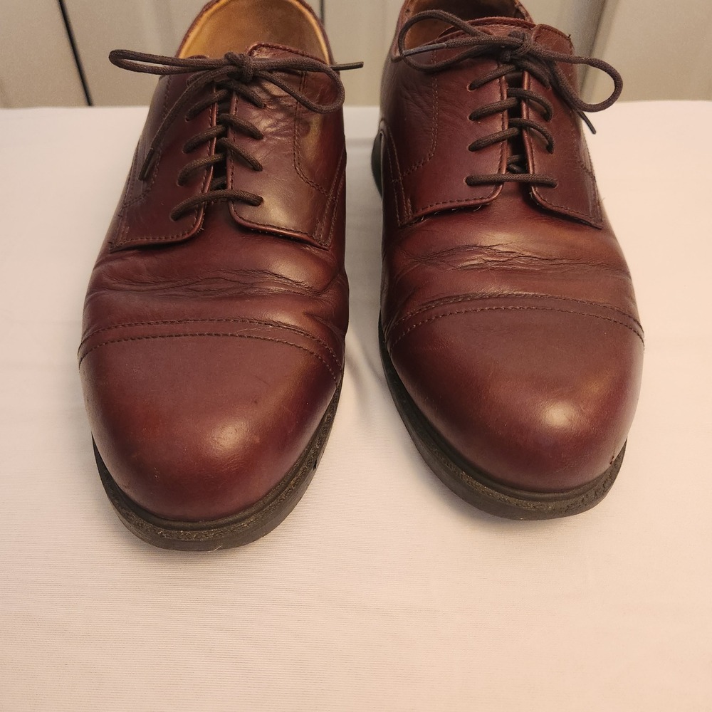 GH Bass & Co Mens Brown Leather Cap Toe Oxford Dress Shoes T088 Size 9.5 M